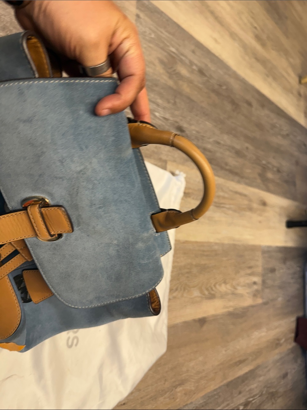 Michael Kors Blue Suede and Tan Leather Backpack 🎒 one size - Picture 10 of 12